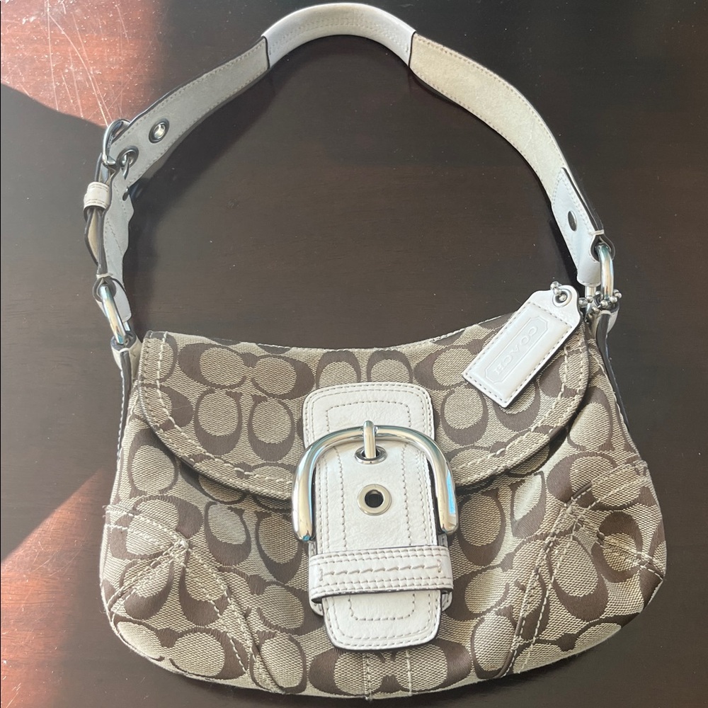 Coach Tan and Cream Patterned Handbag